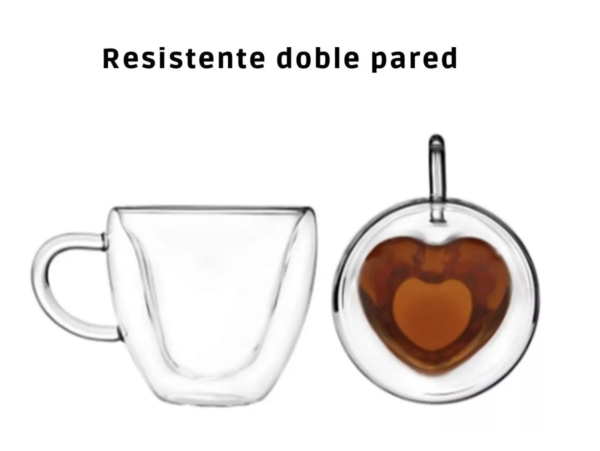 Taza de Cristal Con Forma de Corazón - Doble Pared - Image 2