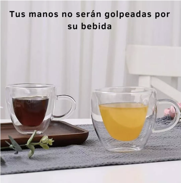 Taza de Cristal Con Forma de Corazón - Doble Pared - Image 3