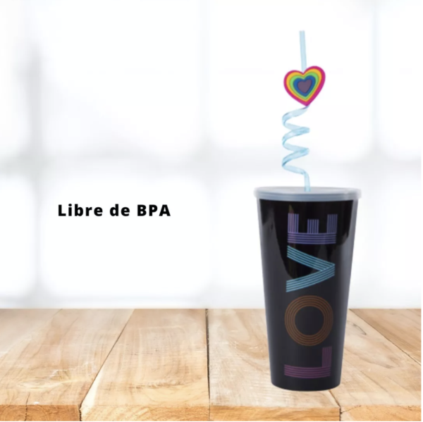 Vaso Love Con Popote - Image 2