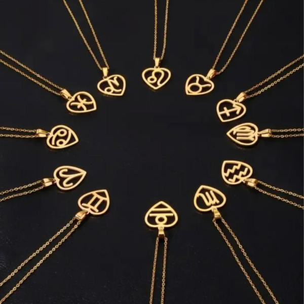Collar Dije 12 signos del Zodiaco Dorados y Plateados - Image 5